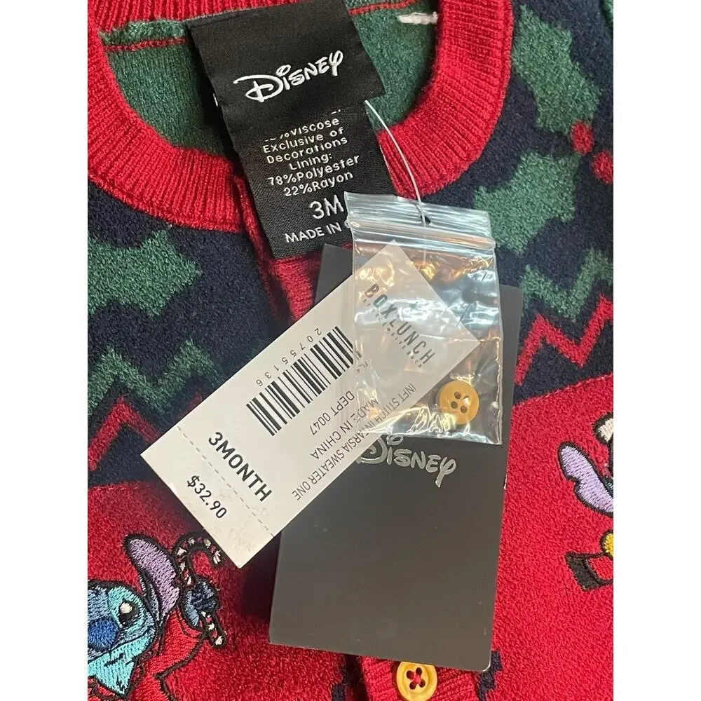 Boxlunch Disney Lilo & Stitch 3 Month Infant Embroider Christmas Sleepwear New